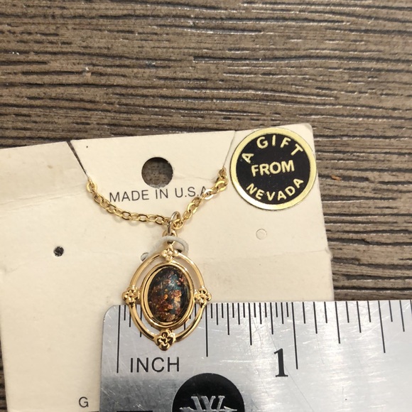 Rainbowflake Necklace Gold Flake & Turquoise Resin - Picture 8 of 9